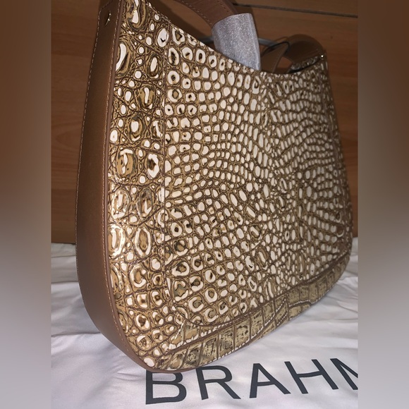 NWT BRAHMIN Small Johanna Shoulder Bag Nutmeg Opulust GOLD One-of-a-Kind - Picture 7 of 12